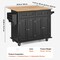 Wood Color-Black Solid Wood and MDF Kitchen Island with Drop Leaf and Wheels